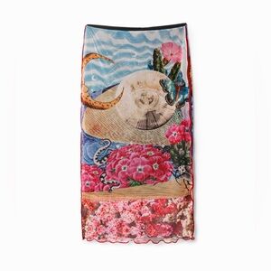Desigual Slim Tuelle Midi Skirt BNWT